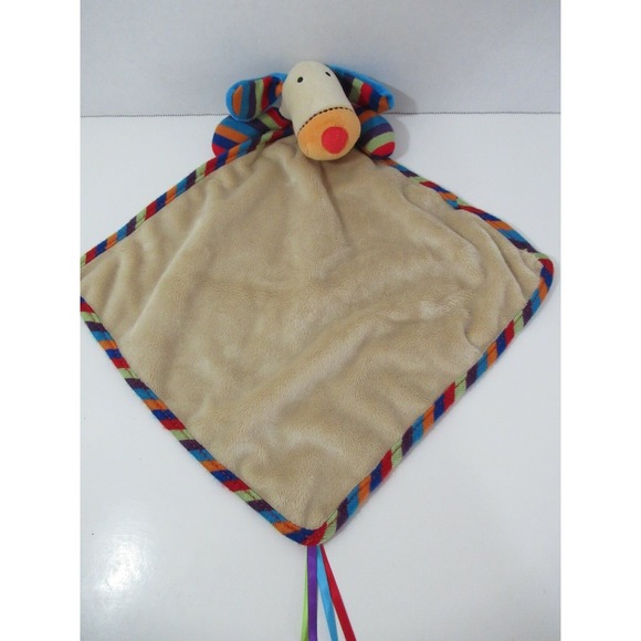 Jellycat Other - Little Jellycat plush Jazzie puppy dog security blanket lovey tan rainbow stripe